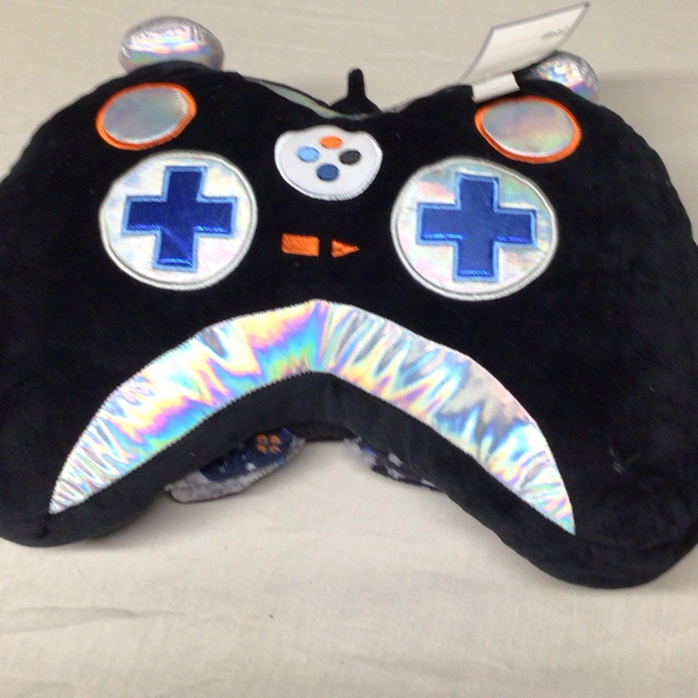 Black and Silver Gaming Controller Pillow